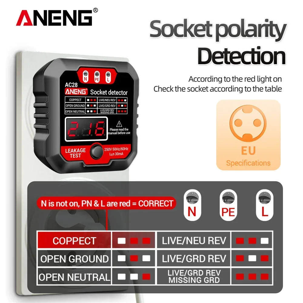 ANENG AC27/AC28 Dijital Priz G - Circuit Breaker Finder incelemesi ve fiyatı